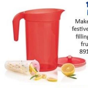 NEW Tupperware 1 gallon pitcher with infuser RED